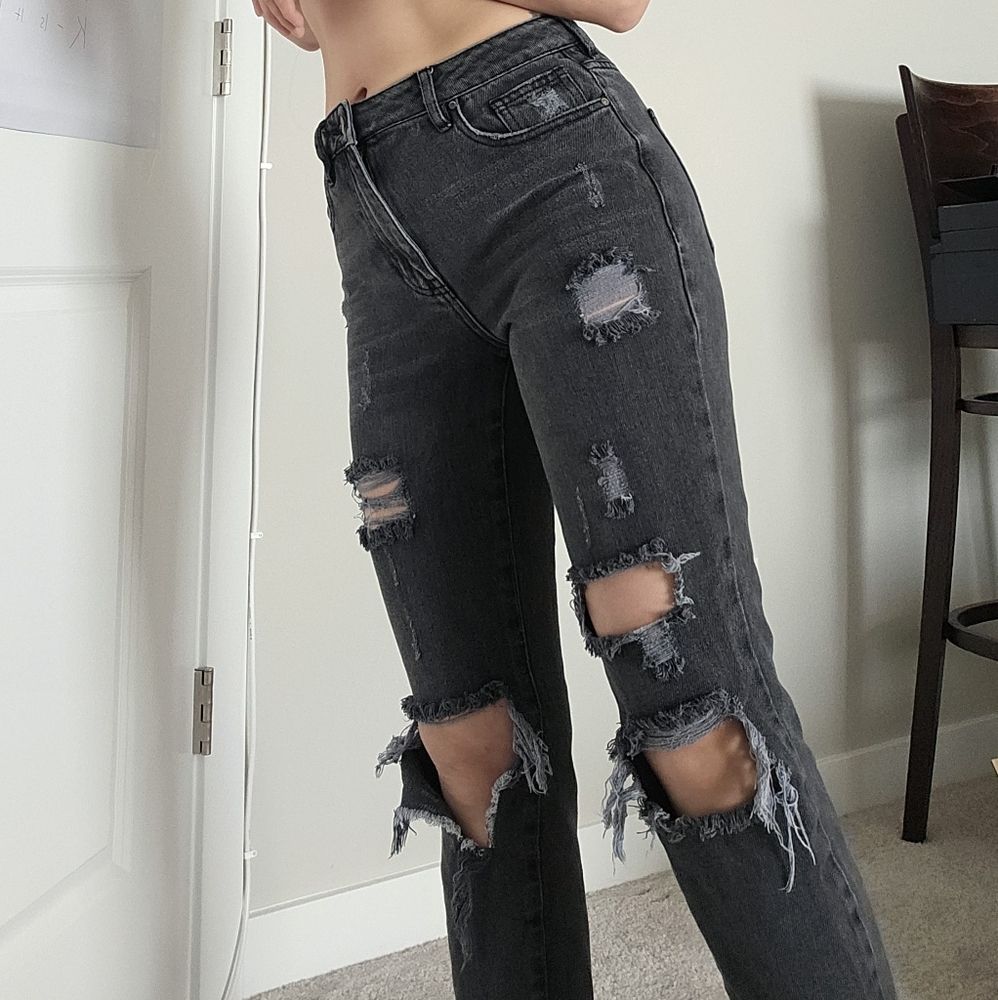 Pac Sun distressed gray black Jeans size 4